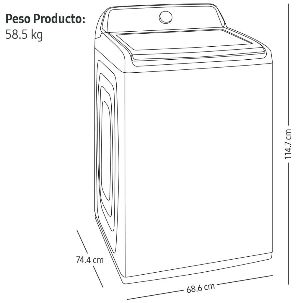 Lavadora Negra Carga Superior Samsung 23Kg Wa23C3554Gv