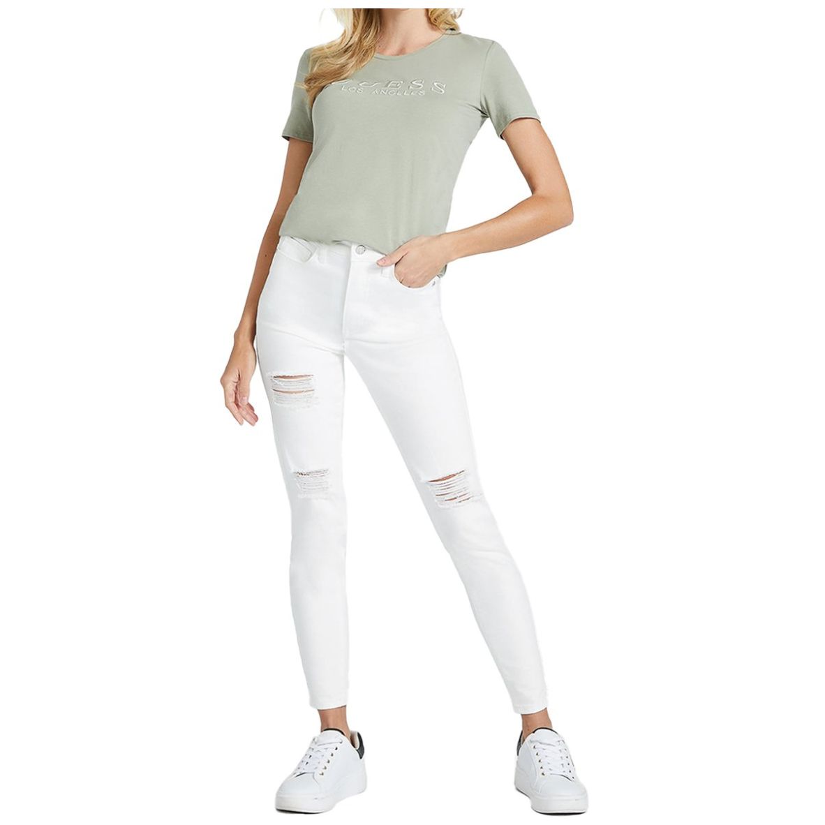 Playera con Logo de Marca Guess para Mujer