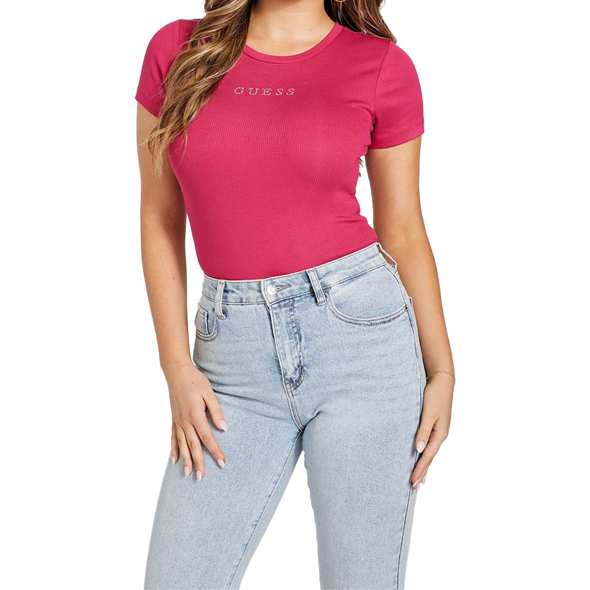Playera Lisa con Cuello Redondo Guess para Mujer