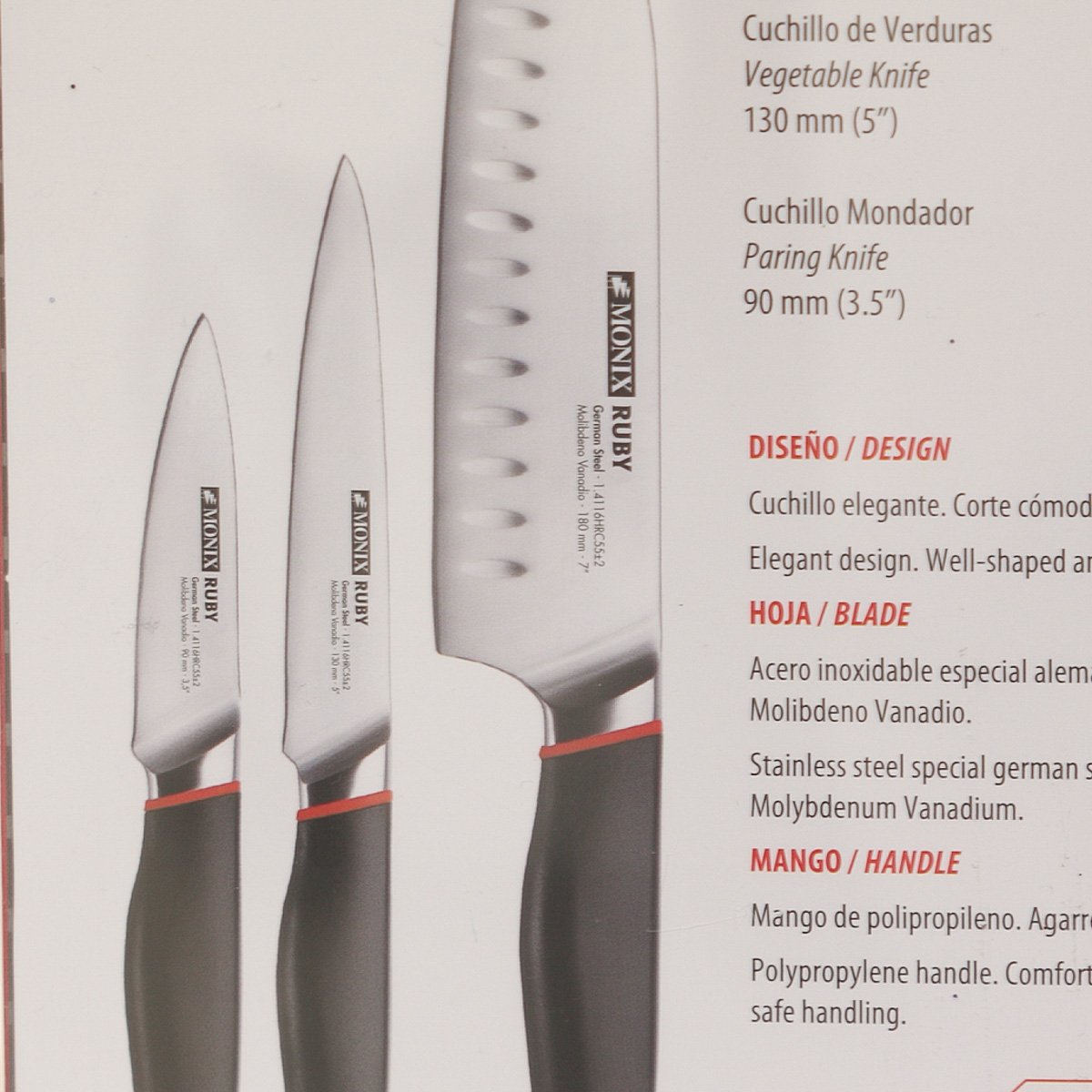 Set 3 Cuchillos Acero Inox Ruby Monix