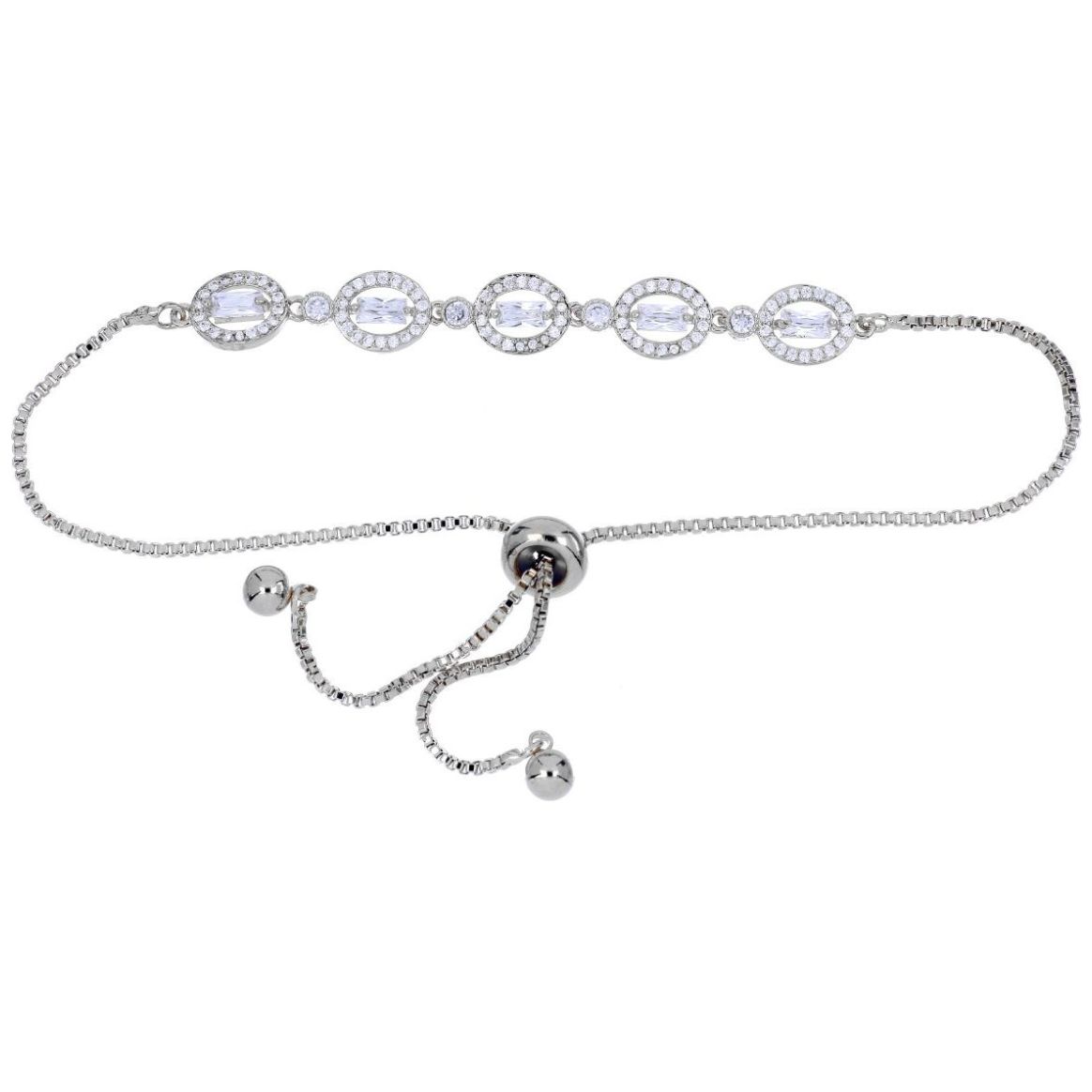 Pulsera Autoajustable Circonita Blanca Acabado en Rodio Farfalla Bonetti