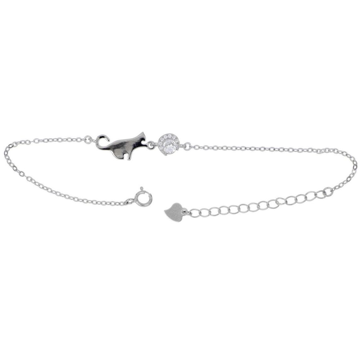 Pulsera Cadena Gatito con Pelota Plata .925 Farfalla Bonetti