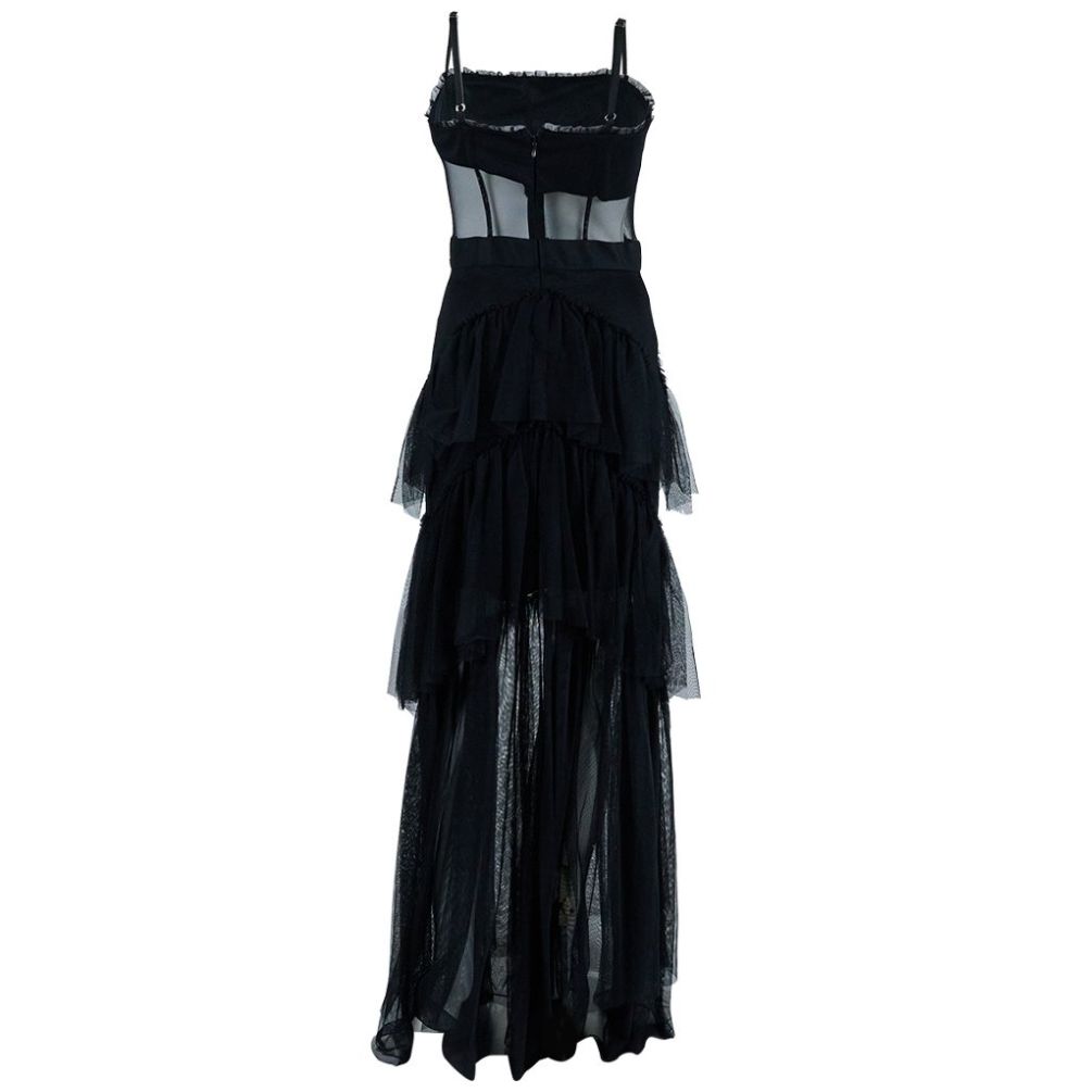 Vestido Largo de Fiesta con Escarolas para Mujer Noshe