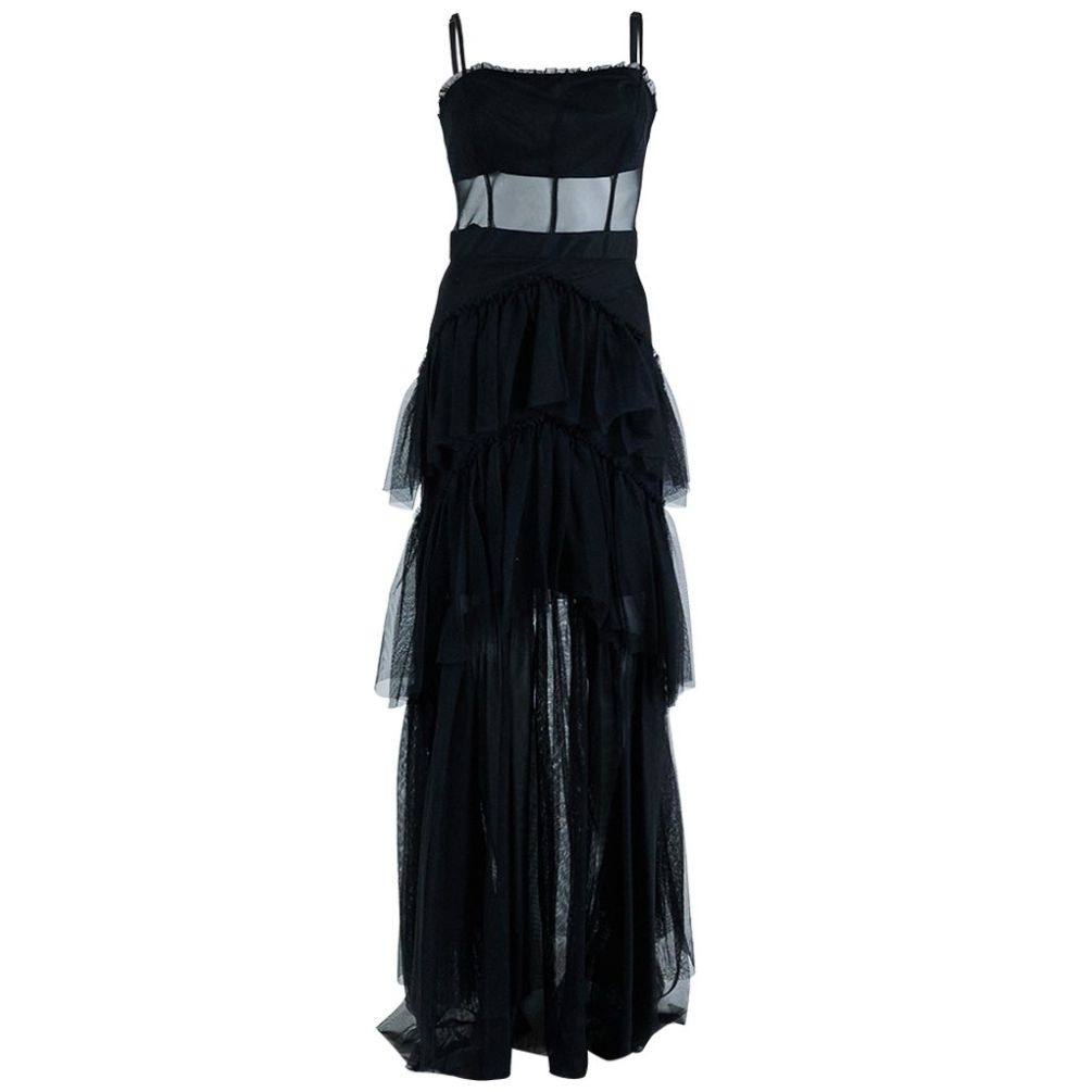 Vestido Largo de Fiesta con Escarolas para Mujer Noshe