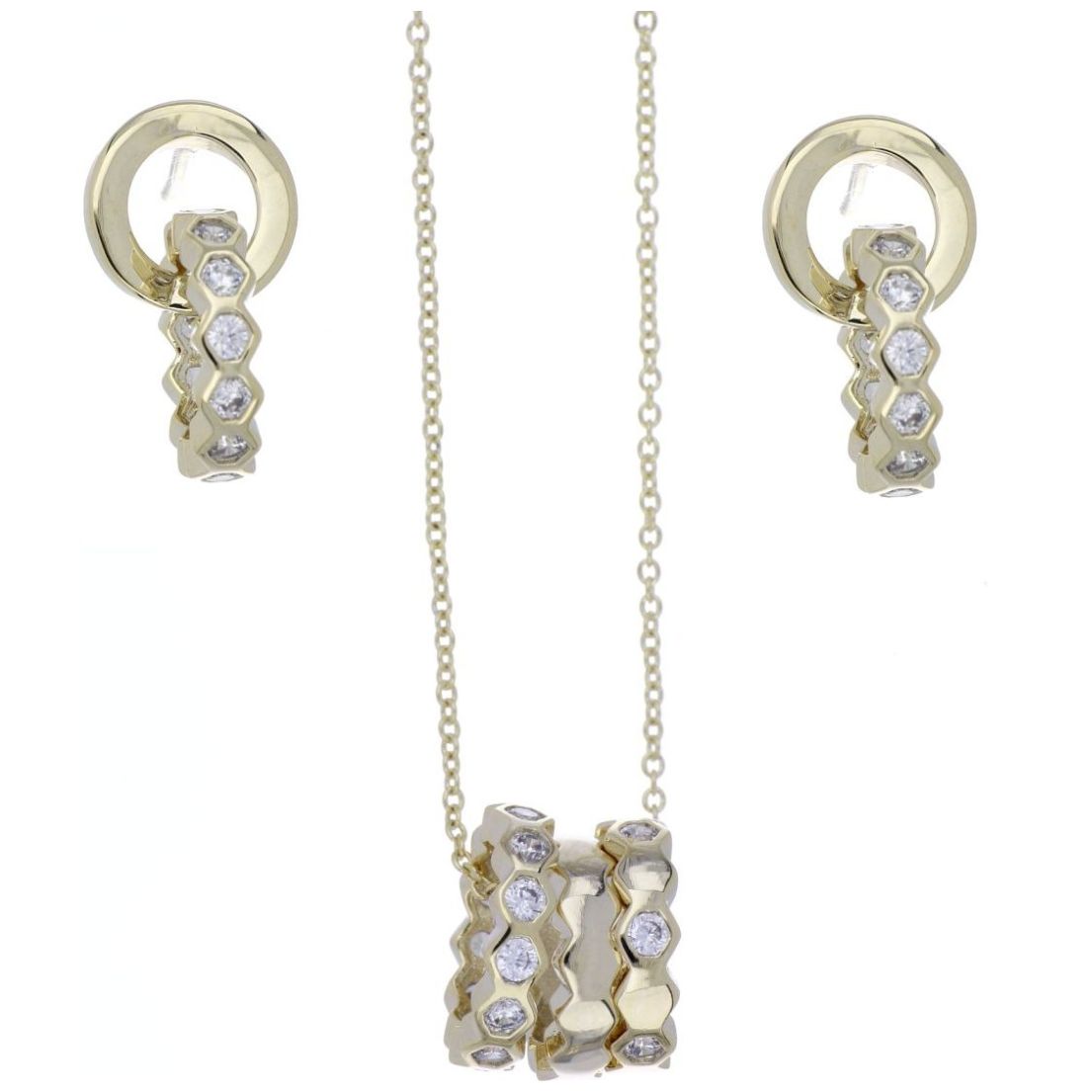 Juego Aretes+Gargantilla Aros Chapado Oro Korei