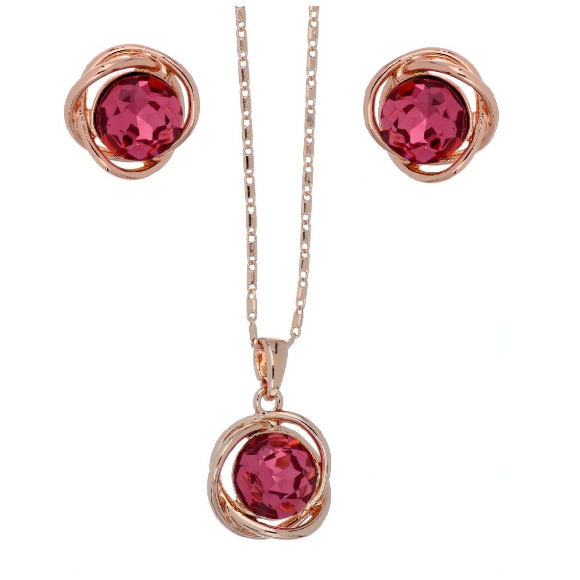 Juego Aretes+Dije+Cadena Piedra Rosa Camilla