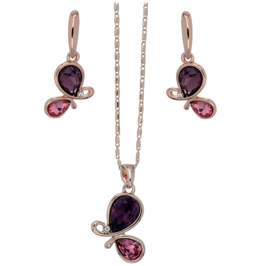 Juego Aretes+Dije+Cadena Mariposa Camilla