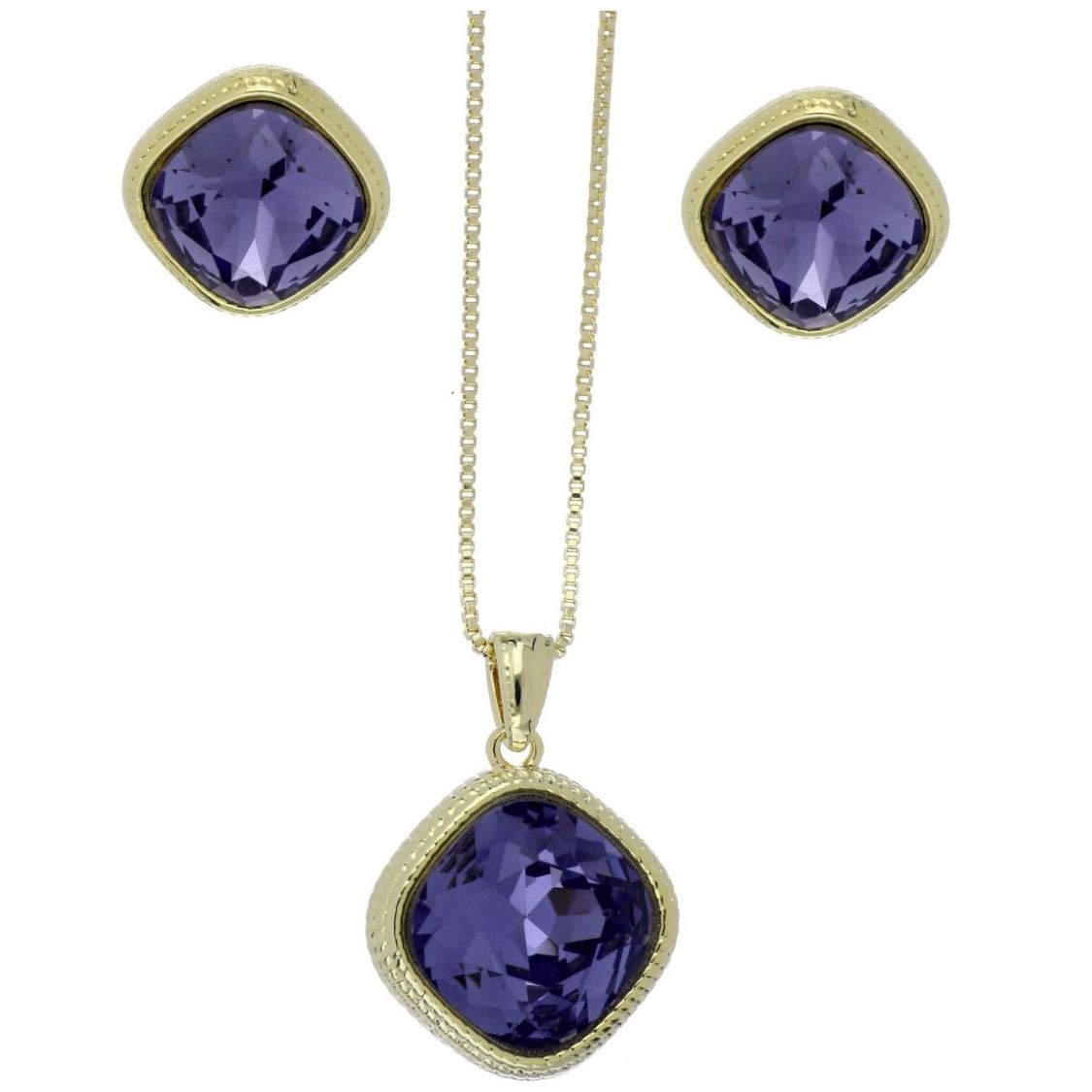 Juego Aretes+Dije+Cadena Piedra Tanzanita Camilla