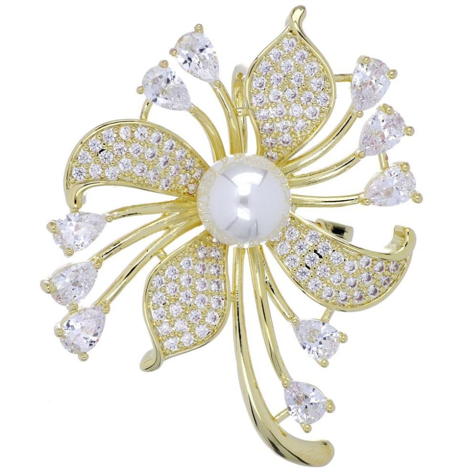 Broche Flor Chapado Oro Farfalla Bonetti