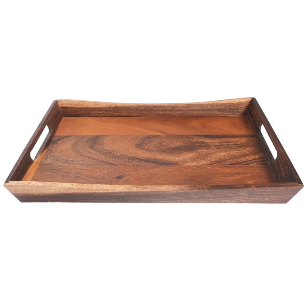 Home Nature Charola Rectangular de Servicio Hecha de Madera 46*30*5 Cm