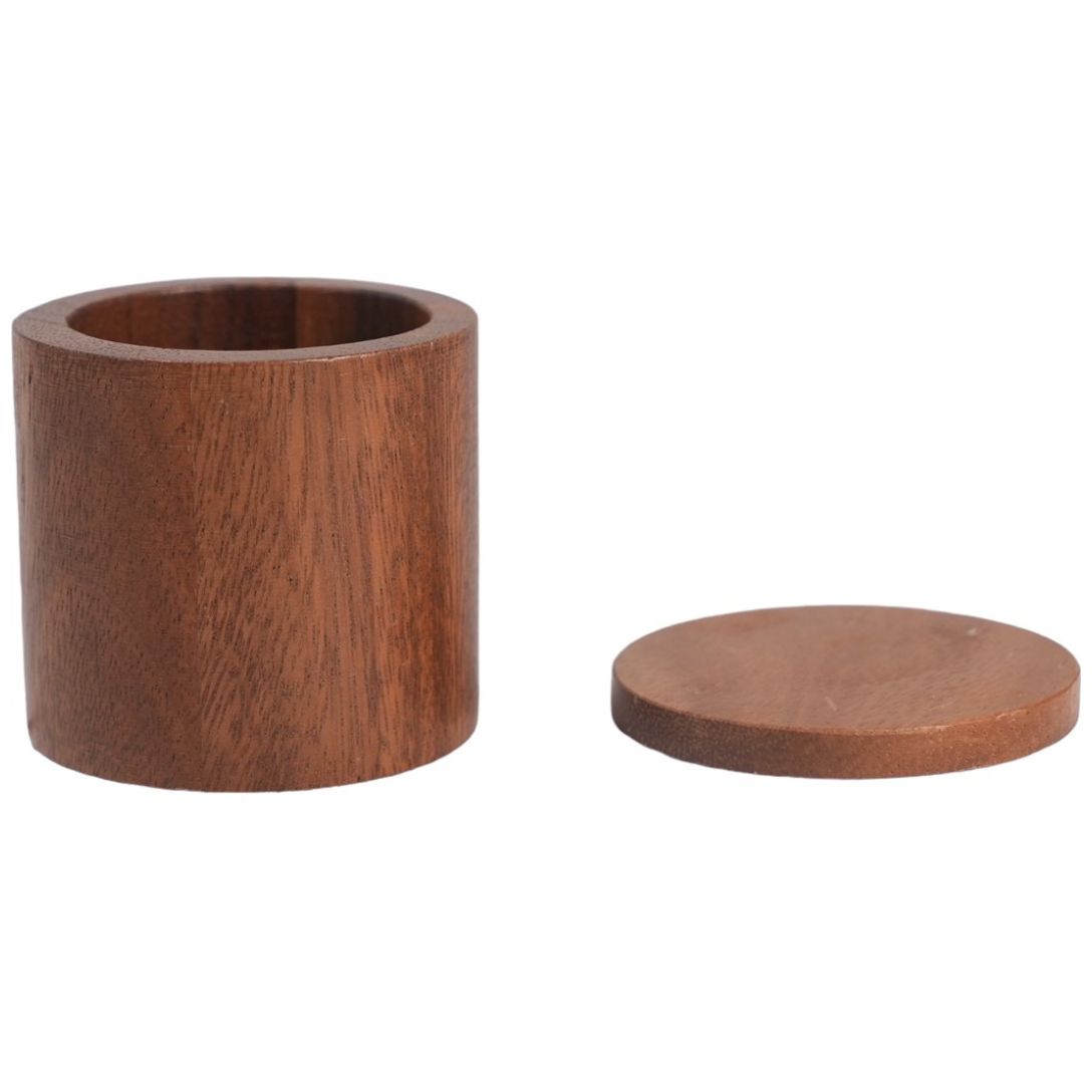 Home Nature Recipiente Natura de Madera con Tapa 8*8 Cm