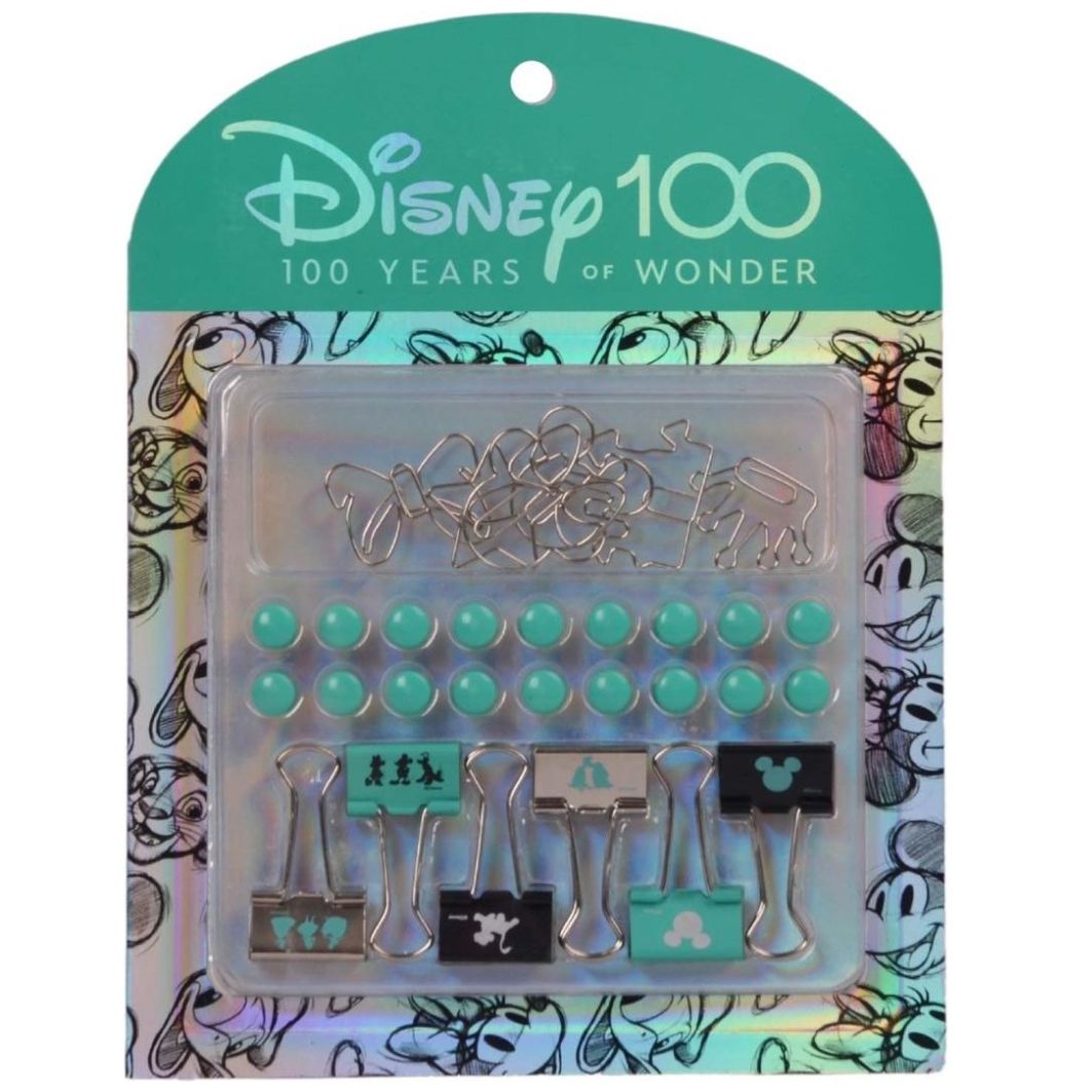Paquete de Sujetadores de Carpeta, Imanes y Sujetadores de Papel Disney 100