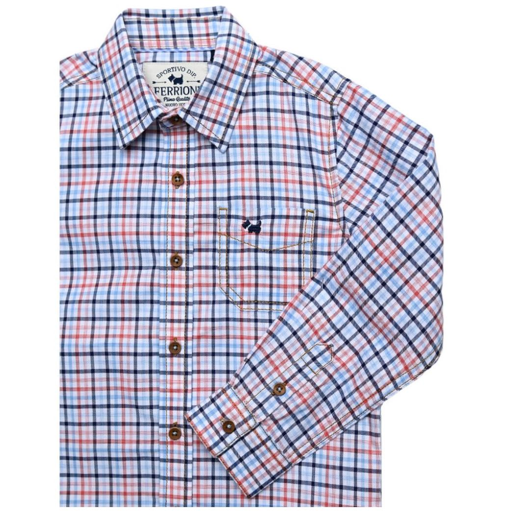 Camisa Manga Larga Sira a Cuadros para Niño Ferrioni