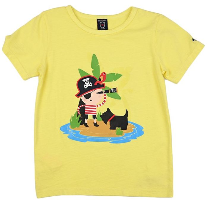 Playera Manga Corta Guppy con Estampado de Perrito con Pirata para Bebé Ferrioni