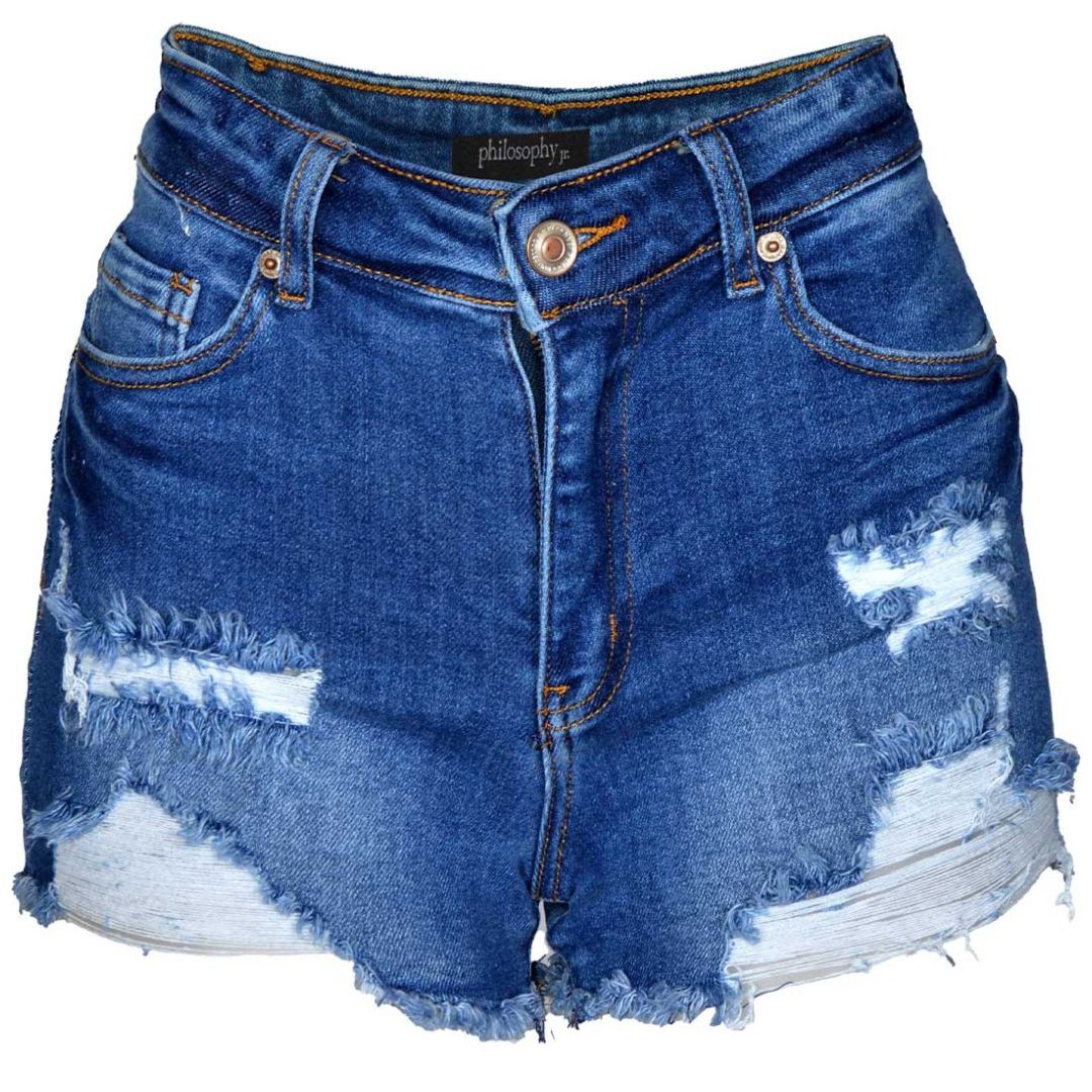 Short de Mezclilla, Desgarrado, con Bolsillos para Mujer Philosophy