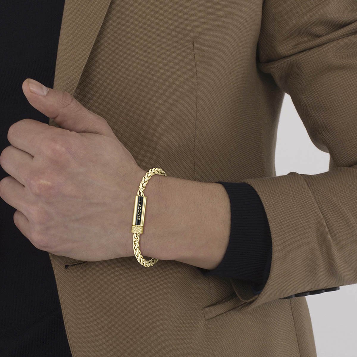 Pulsera Acero Inoxidable Dorado Lacoste para Hombre