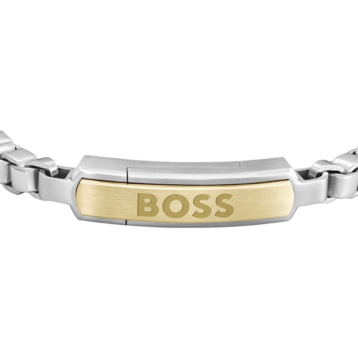 Pulsera Acero Inoxidable Plateado y Oro Rosado Boss para Hombre