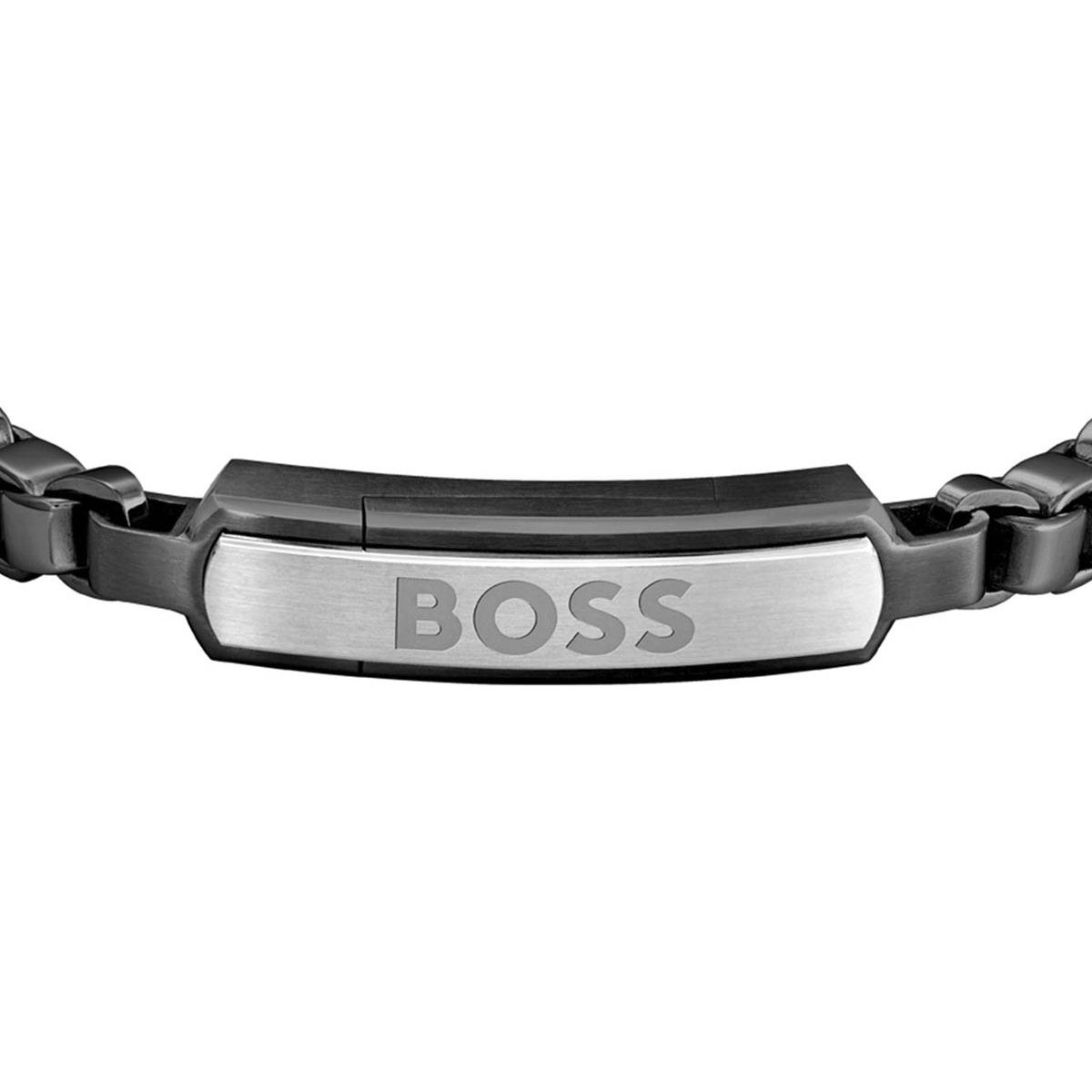Pulsera Acero Inoxidable Dorado y Negro Boss para Hombre