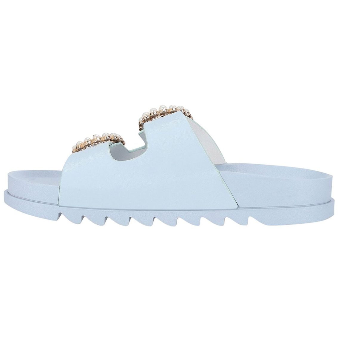 Sandalia Westies con Aplicación de Perla Azul Claro para Mujer