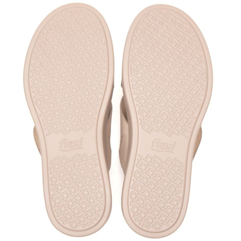 Sandalia de Plataforma Tira Cruzada con Hebilla Nude para Mujer Flexi