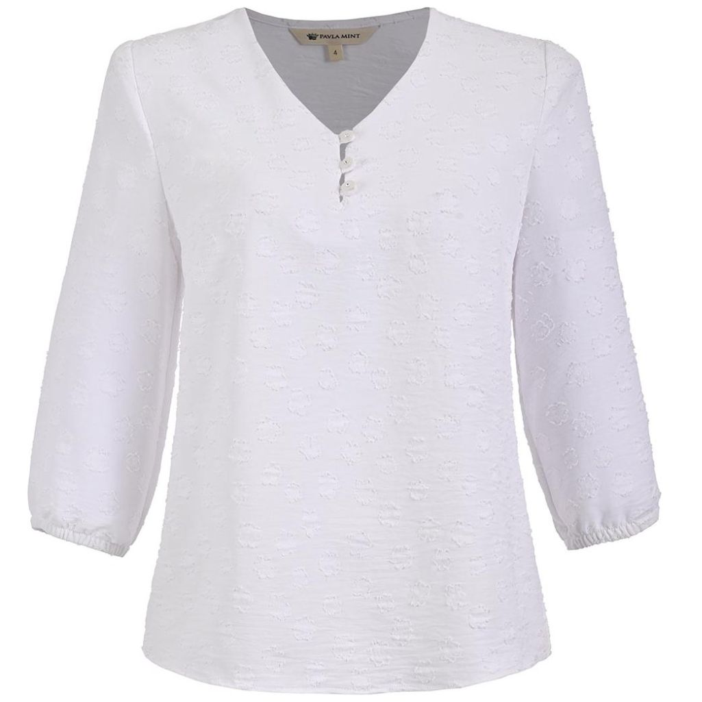 Blusa Pavla Mint Manga 3/4 Cuello V