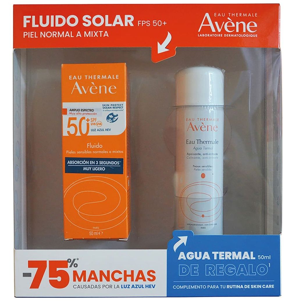 Kit Avène Fluido Solar Sin Color + Agua Termal 50Ml