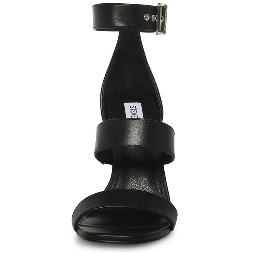 Sandalia con Tacón y Doble Tira Ajustable Negra Steve Madden