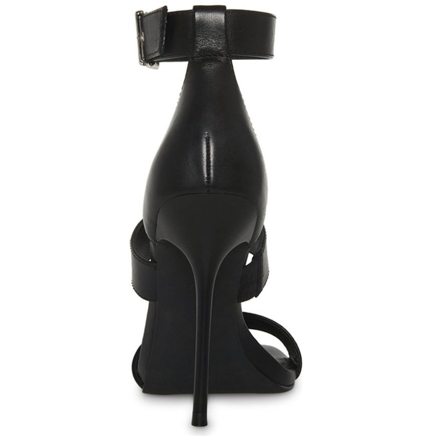 Sandalia con Tacón y Doble Tira Ajustable Negra Steve Madden