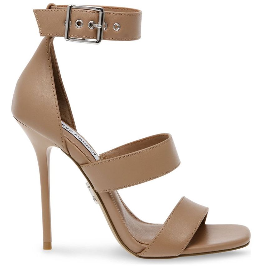 Sandalia con Tacón y Doble Tira Ajustable Café Steve Madden