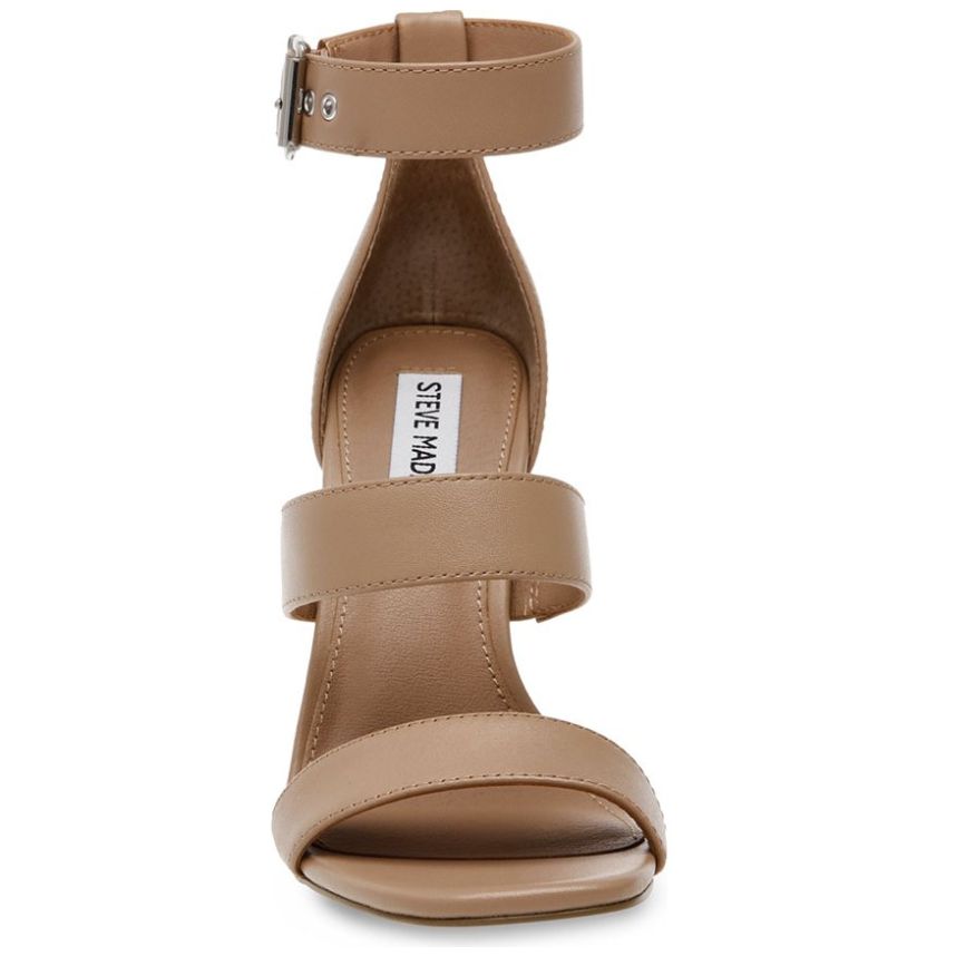 Sandalia con Tacón y Doble Tira Ajustable Café Steve Madden