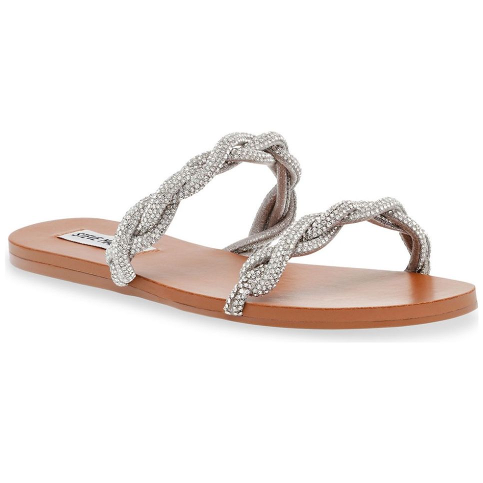 Sandalia con Piedras Flat Plata Steve Madden