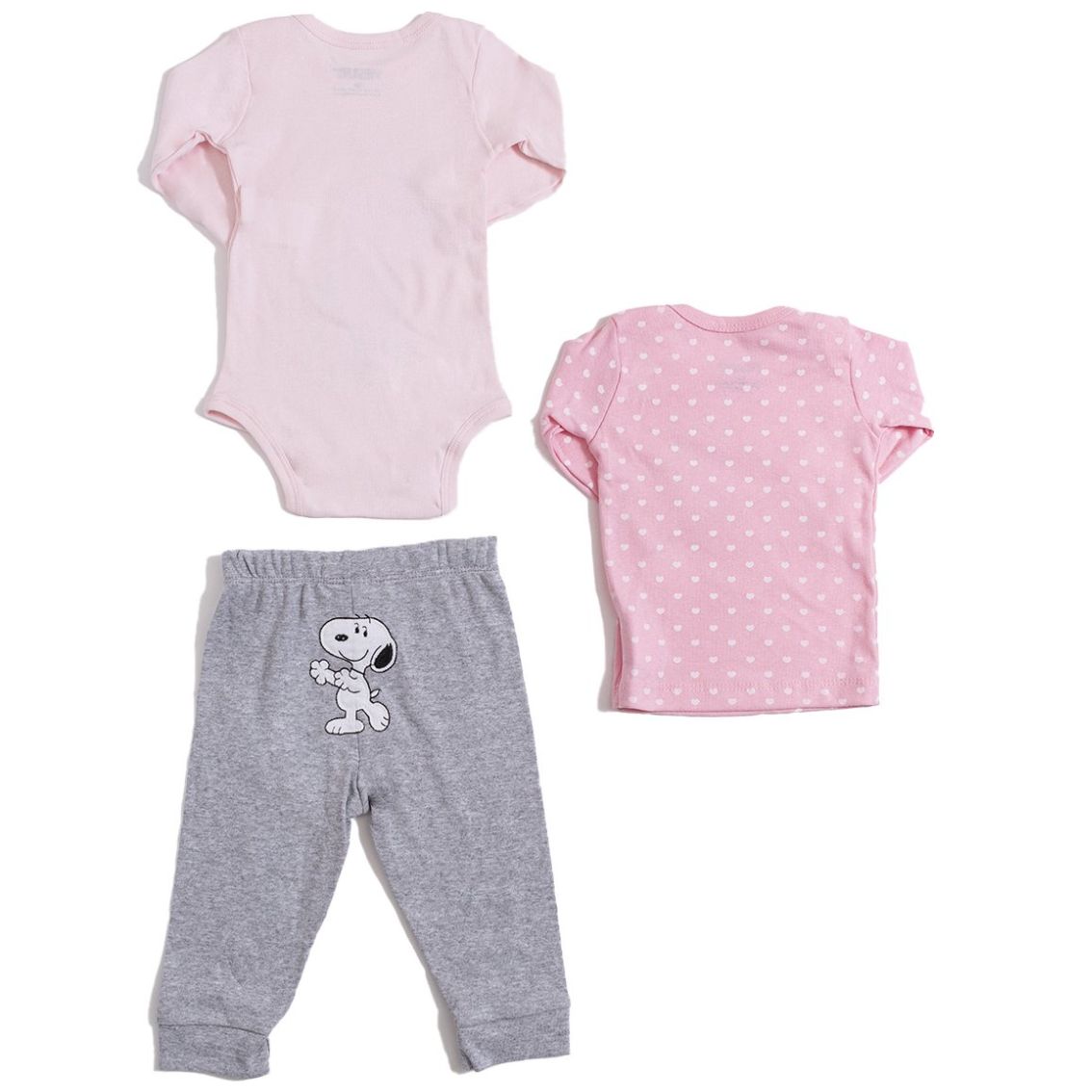 Set para Bebé 3 Piezas Pañalero Manga Larga con Playera Manga Larga y Pantalón Snoopy