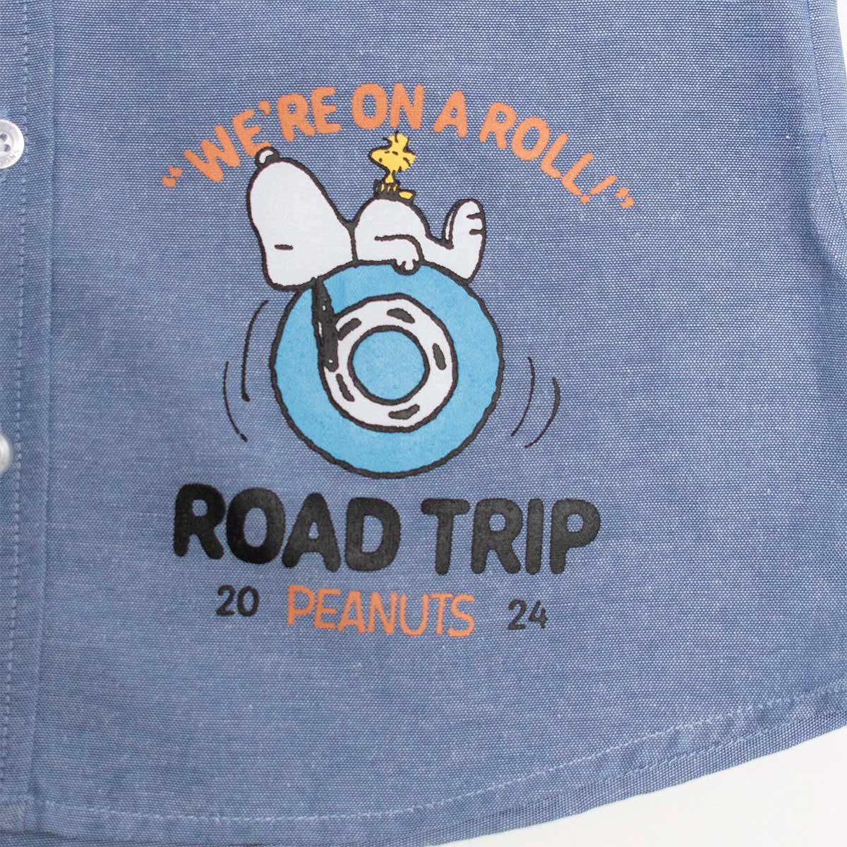 Conjunto 3 Piezas Camisa Manga Corta Mezclilla Playera y Pantalón Snoopy