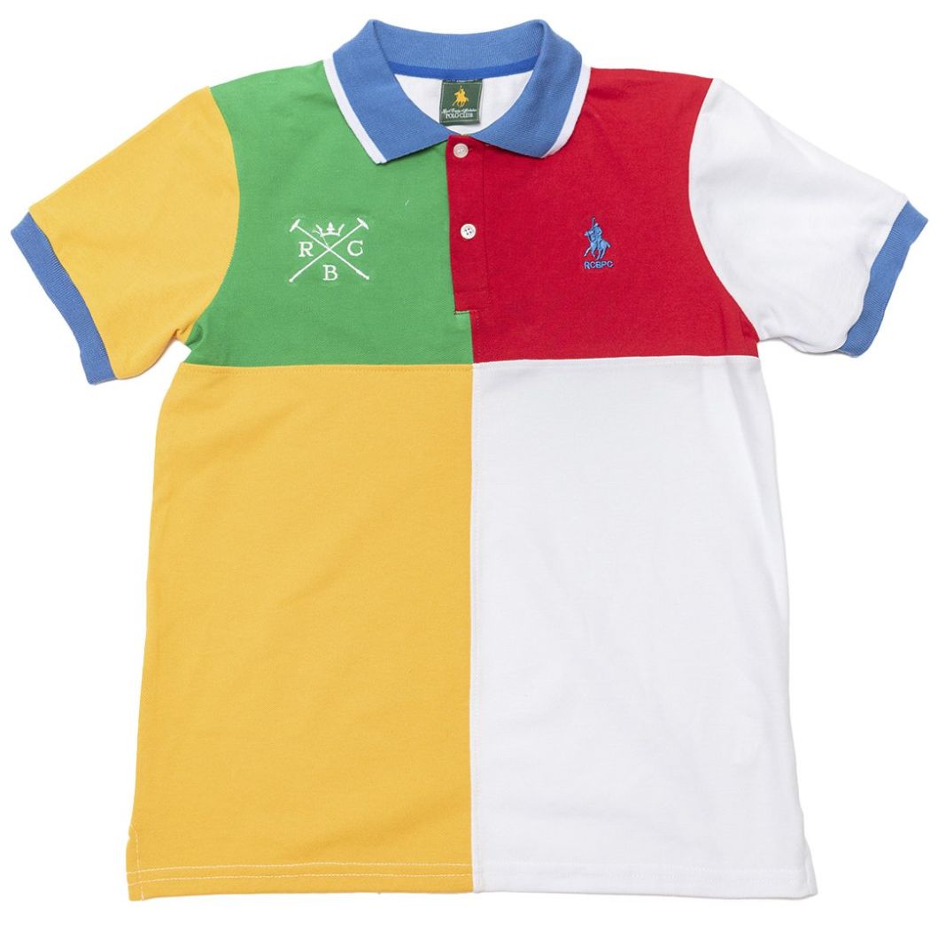 Playera para Niño Cuello Tipo Polo Manga Corta 4 Bloques de Colores Royal Polo Club