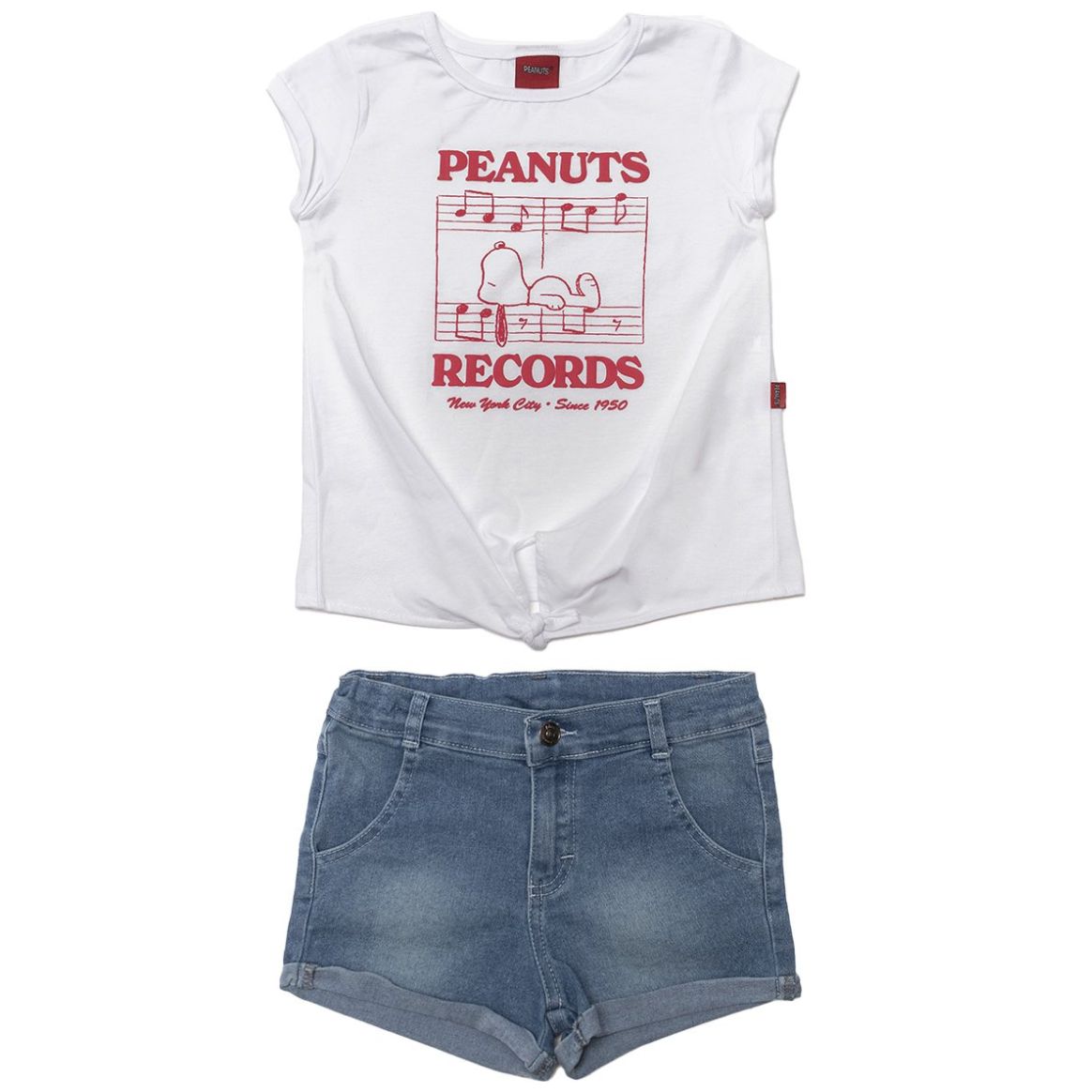 Conjunto para Niña 2 Piezas Playera Manga Corta con Short Snoopy