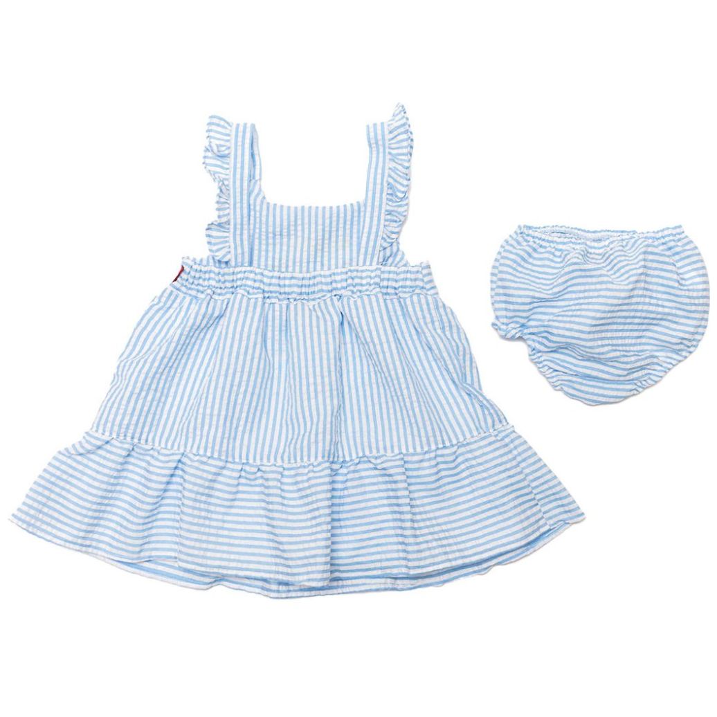 Conjunto para Bebé Piezas Vestido Azul Manga de Olan y Calzón Snoopy