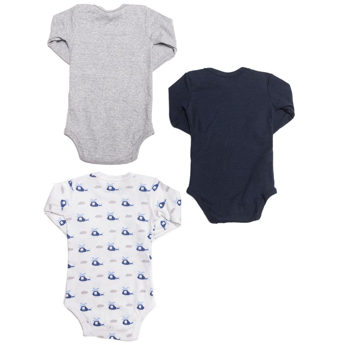 Set para Bebé 3 Piezas Pañalero Manga Larga Estampado Helicópteros Mon Coeur