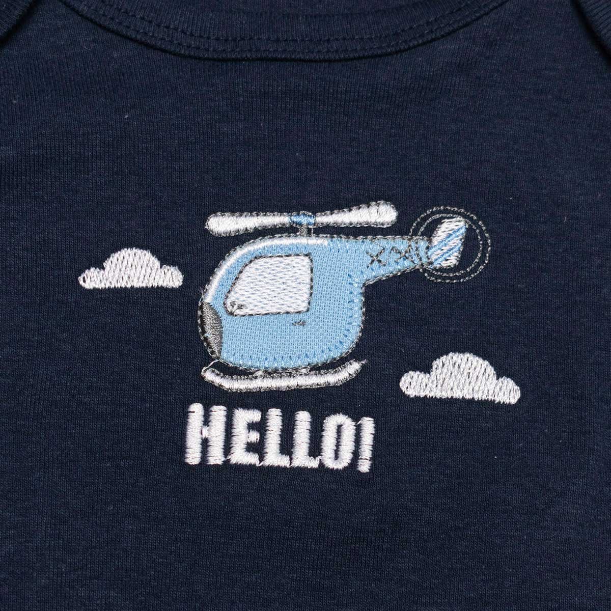 Set para Bebé 3 Piezas Pañalero Manga Larga Estampado Helicópteros Mon Coeur