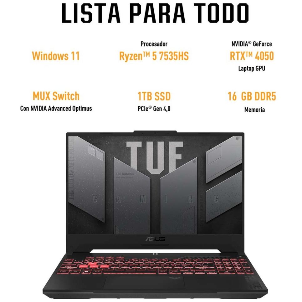 Laptop Asus Tuf Gaming Ryzen 5 7535Hs 16 Ram 1T Rtx 4050