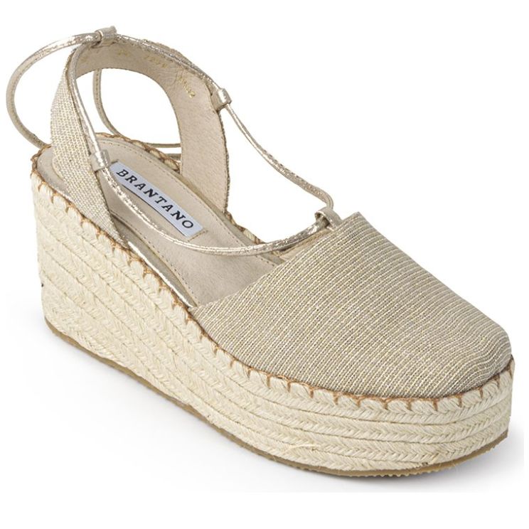 Alpargata con Cuña y Yute Oro Brantano