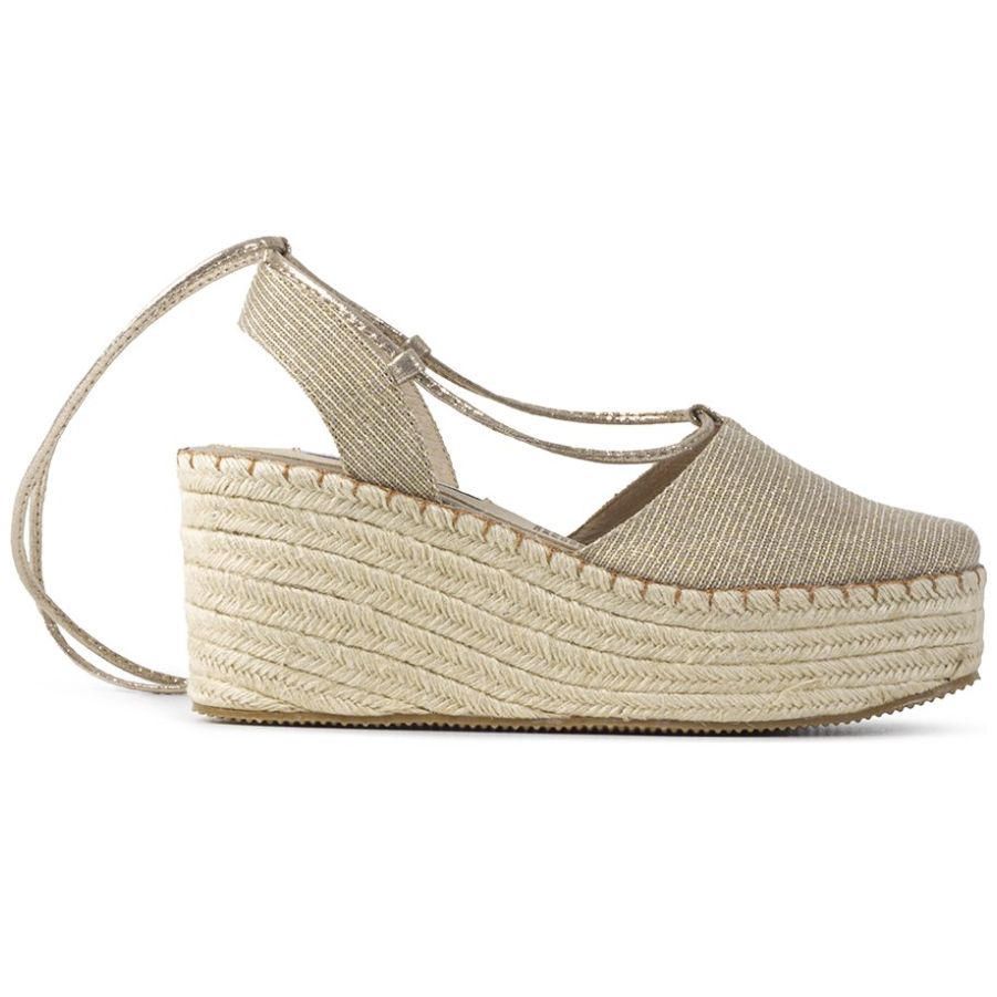 Alpargata con Cuña y Yute Oro Brantano