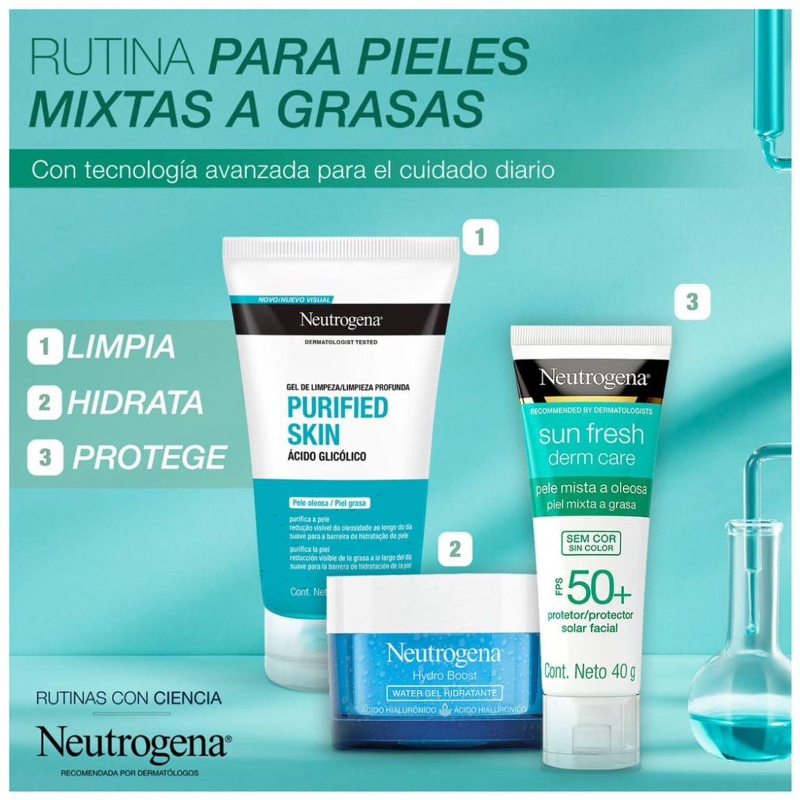 Neutrogena Gel Limpiador Facial Purified Skin Ácido Glicólico 150G