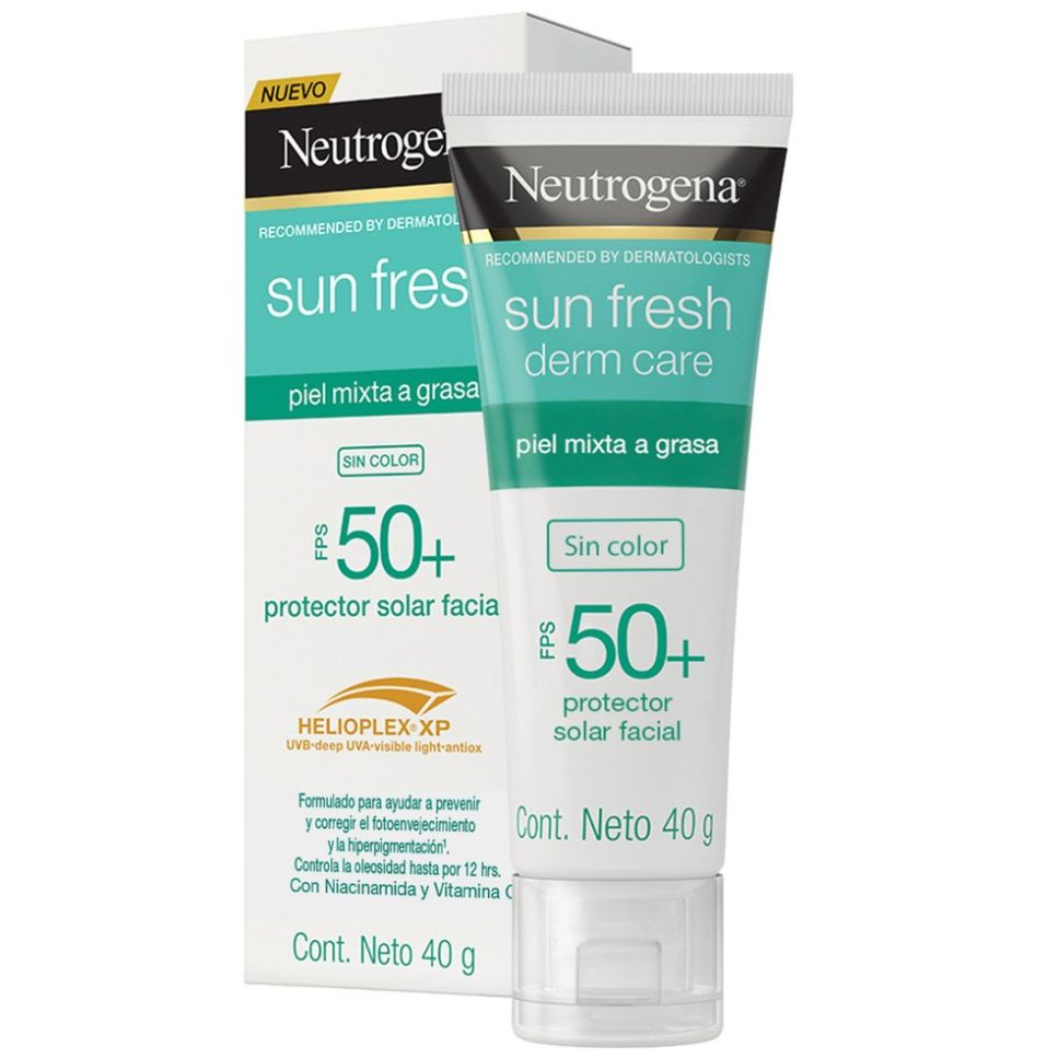 Neutrogena Protector Solar Facial Sin Color Sun Fresh Derm Care Niacinamida Fps50+ 40G