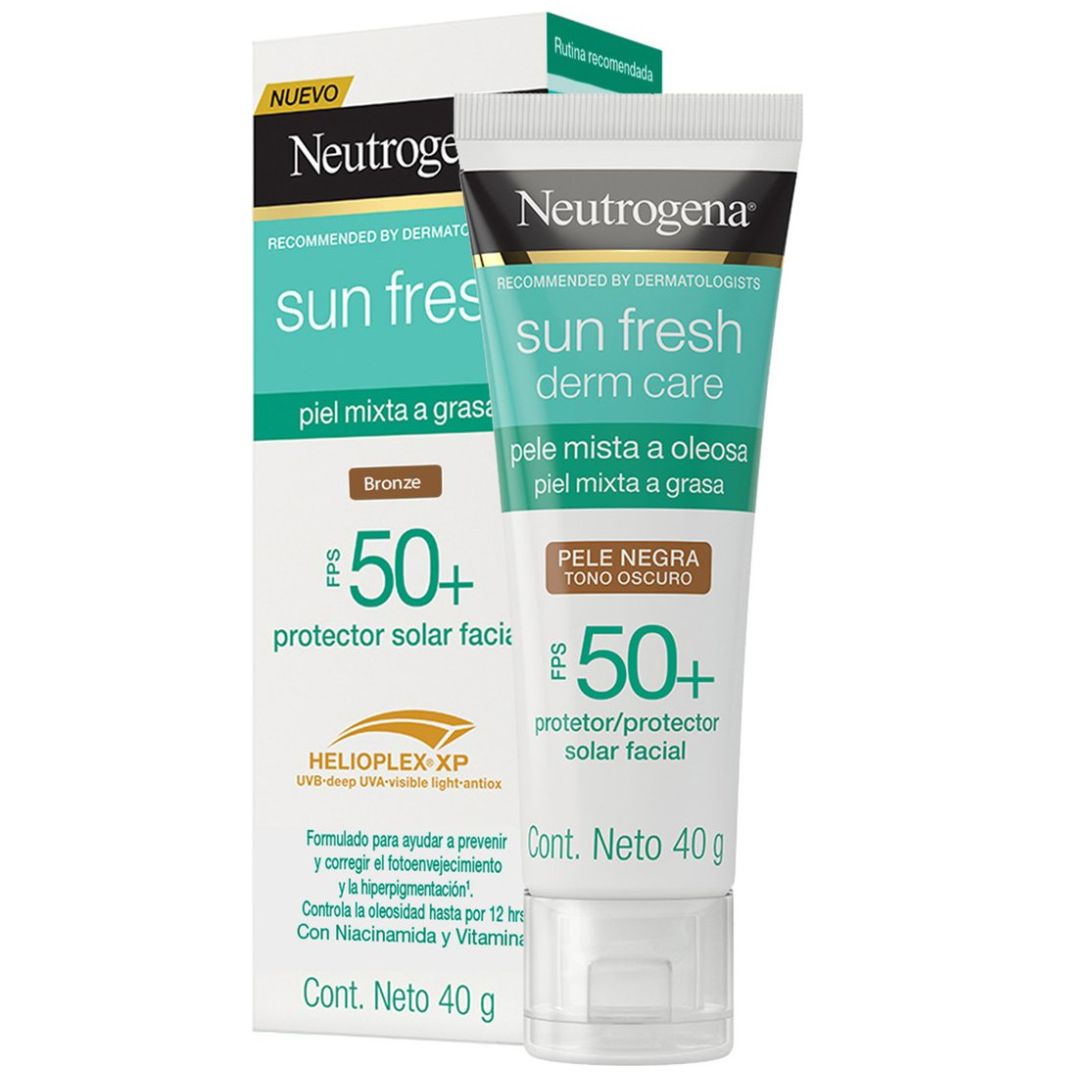 Neutrogena Protector Solar Facial Tono Oscuro Sun Fresh Derm Care Niacinamida Fps50+ 40G