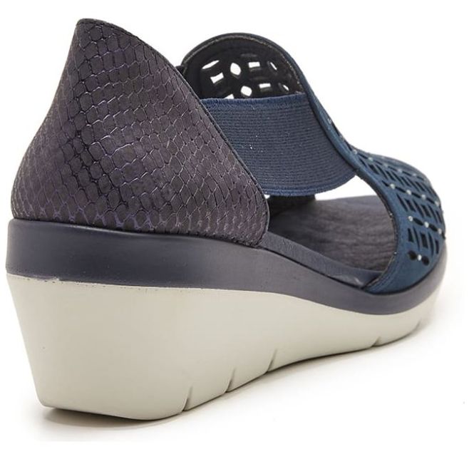 Sandalia para Mujer con Tacón Cuña y Elásticos Laterales Color Azul Marino 24Hrs.