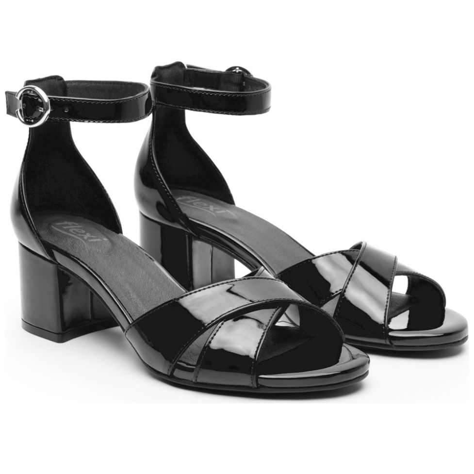 Sandalia con Tacón y Ajuste Pulsera en Color Negro para Mujer Flexi