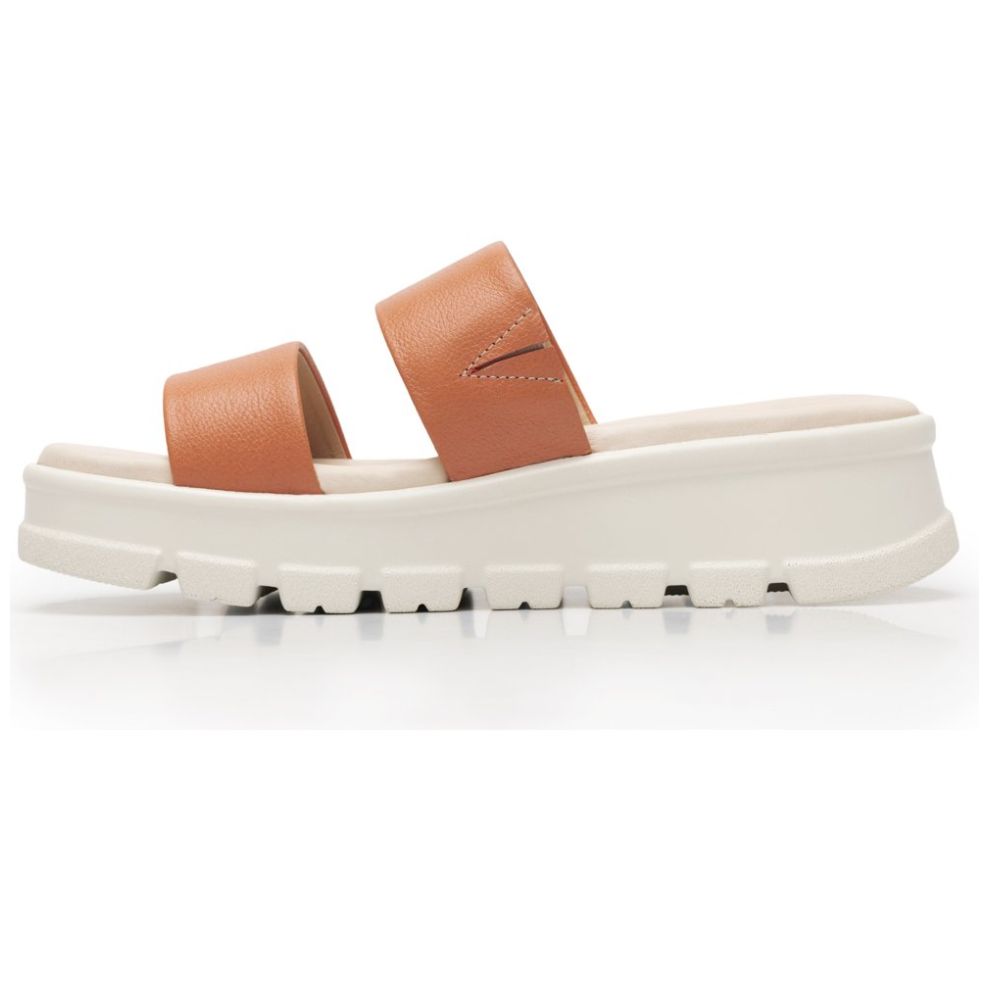 Sandalia con Doble Plataforma y Tiras Color Naranja para Mujer Flexi