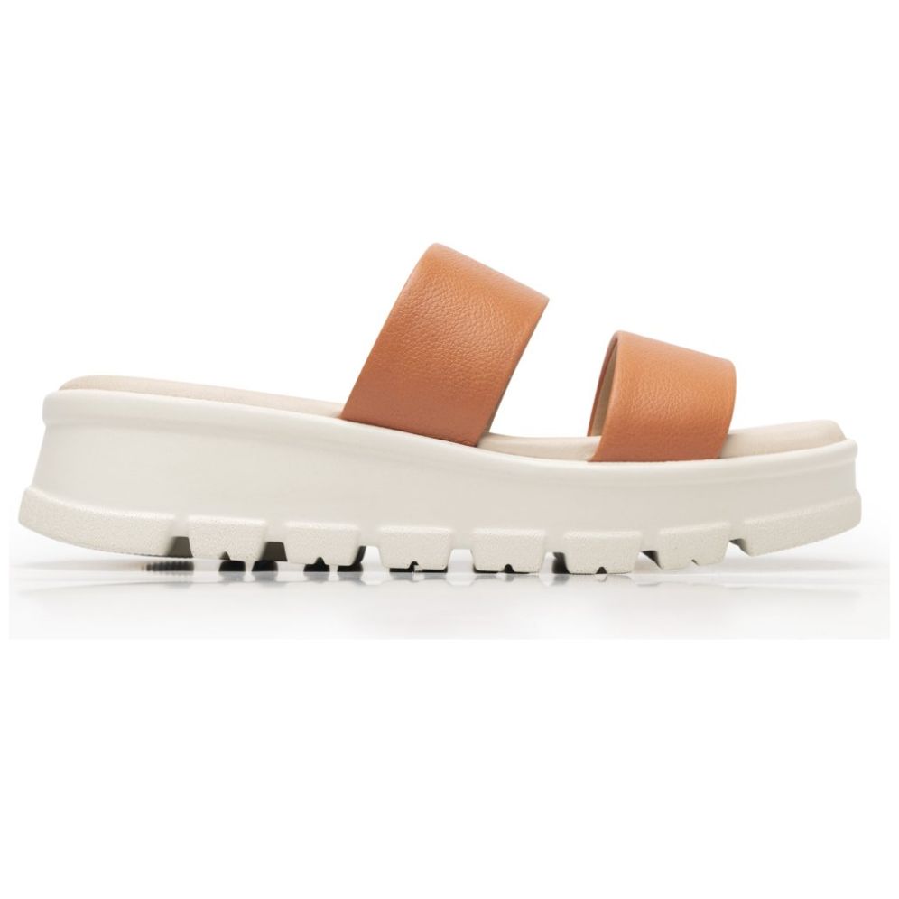Sandalia con Doble Plataforma y Tiras Color Naranja para Mujer Flexi