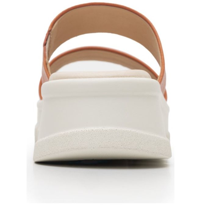 Sandalia con Doble Plataforma y Tiras Color Naranja para Mujer Flexi