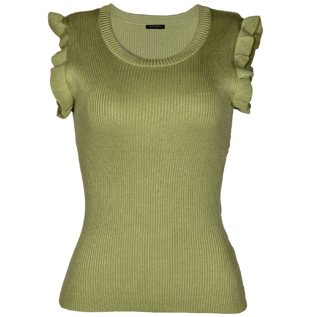 Blusa Acanalada  con Olanes en Manga para Mujer Philosophy Jr